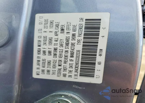 2012 Acura Tsx Tech from USA, damaged, VIN JH4CW2H65CC002036